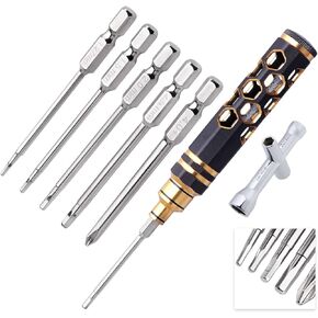 5-in1 Hex Allen Screwdriver Kit 1.27/1.5/2.0/2.5mm Hex Key Driver & Phillips Repair Tools for RC Car Traxxas Arrma Axial Redcat Tamiya Helicopter