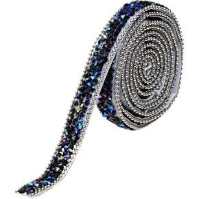 Penta Angel 1 Yard Resin Rhinestone Ribbons Self Reshesive Bling Glitter Diamond Ribbon Roll Strips Tare Tape for Art Crafts Decoration (Gold)