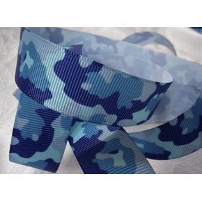شريط Grosgrain - التمويه الأزرق - 7/8 "" واسع - 10 ياردة المجموع