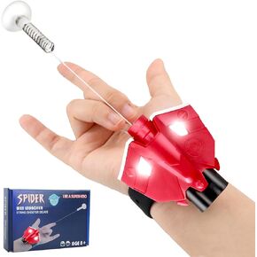 Toy Spider Web Shooter Toy ، Spider Silk Launcher for Kids with Magnetic Sensor Light ، سلسلة قاذفة ويب واقعية 8 أقدام ، لعبة نماذج ويب للعبور الأدوار الخارقة للبنين والمراهقين (أحمر)
