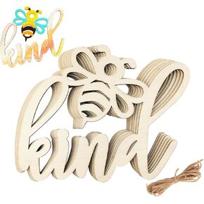 10 Pack 8 Inch Wood Be Kind Cutouts Unfinished Wood Be Kind Crafts Wooden Be Kind Hanging Ornaments DIY Be Kind Craft Gift Tags for Home Party Decoration