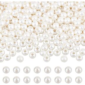 Nbeads 200 pcs حبات أكريليك أوروبية ، بؤلؤة مقلدة كبيرة من الخرز الأوروبي الخرز Rondelle Spacer لصنع المجوهرات