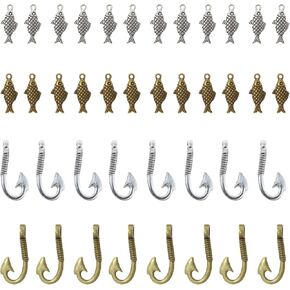 yueton 80PCS Alloy Fish Hook Sea Fish Charms Pendents Marine Animals Pendants Sea Theme Pendants for Earrings Bracelets Necklaces Jewelry Making and DIY Beach Crafts