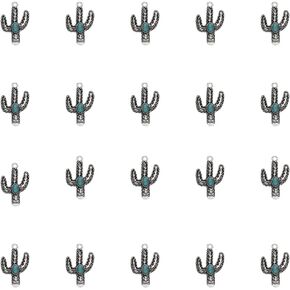 Cactus Pendant Charm, Vintage Turquoise Jewelry Charms for Jewelry Making Earring Necklace Bracelet Keychain Bag Decor 20 pieces