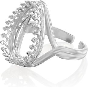 25 Sterling Silver Adjustable Ring Blank with Teardrop Bezel