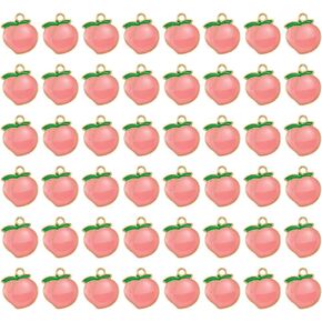 50 Pcs Mini Cute Enamel Peach Fruit Charm Pendant Peach Pendant Alloy Peach Fruit Charm for DIY Jewelry Making Charms Bracelet Earring Necklace Bracelet Supplies Adult