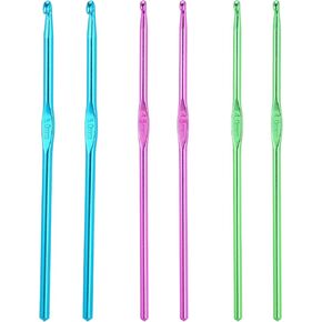 6 Pcs Crochet Hooks Set 5 mm 5.5 mm 6 mm Knitting Needles Craft Yarn Aluminum Crochet Needles for Beginners Crochet Hobbyists, US Size 8/9/10 (US H/I/J)