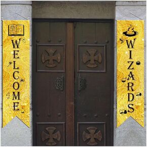 Welcome Wizards Banner Wizards Sit Set Sets Wizard Decorations for Home Wizards Signs Signs Wizard Party Decoration Magical Wizard Banner (Dark Yellow-2)