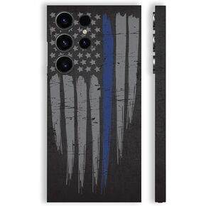 MightySkins Skin Compatible with Samsung Galaxy S23 Ultra Full Wrap - Thin Blue Line | Protective, Durable, and Unique Vinyl Decal wrap Cover | Easy to Apply & Change Styles | Made in The USA