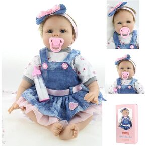 22 Inches/55 cm Lifelike Lifelike Soft Silicone Realistic Soft Vinyl Newborn Reborn Baby Dolls Girl Toys