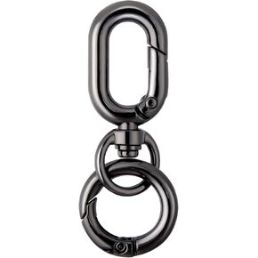 OIIKI 1 Set Double Opening Swivel Clasp Clips, Metal Swivel Spring Snap Hooks, Key Chain Clip with Key Ring for DIY Crafts, Jewelry Clasps, Lanyard Making - Gold