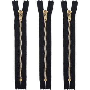 ykk #5 strong brass bants stuls (قاع مغلق) - اللون 580 أسود (3 سستول/حزمة) (8 بوصات)