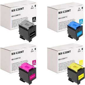 MX-C30NT Black Cyan Magenta Yellow Toner Cartridge Replacement for Sharp MX-C30NT-B MX-C30NT-C MX-C30NT-M MX-C30NT-Y Compatible with Sharp MX-C250 C300P C300W C301W C303W Printer