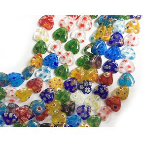 الكل في واحدة من Millefiori Lampwork Lampwork حبات لصنع المجوهرات DIY (قلب مسطح 12 مم)