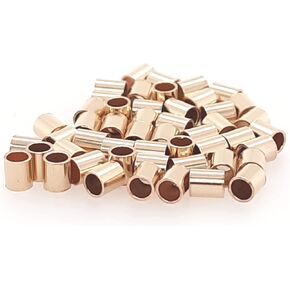 50pcs 14/20 حبات تجعد أنبوب مملوءة بالذهب الأصفر ، 2 × 1.8 مم ، عن طريق الأسلاك الحرفية