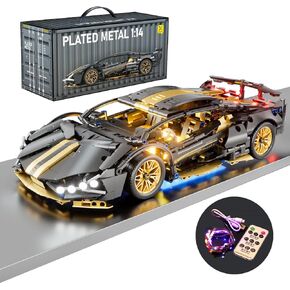 Sport Car Building Block Sets for Adults,Black Race Car Collectible 1:14 Model Scale MOC Engineering Toys Kits Birthday Gifts for Men Teens Boys Car Fans Age 8+ 8-12 12 13 14 14+