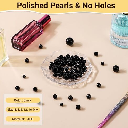 Suream 7500Pcs No Hole Polished Beads for Makeup Brush Organizer, Round Shiny Pearls for Vase Filler, Durable Beads for Wedding Centerpiece, Table Scatter, Home Birthday Party, 4mm/0.15Inch Black in Saudi Arabia