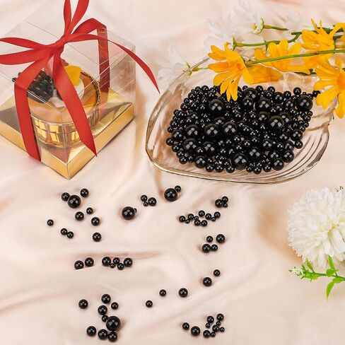 Suream 7500Pcs No Hole Polished Beads for Makeup Brush Organizer, Round Shiny Pearls for Vase Filler, Durable Beads for Wedding Centerpiece, Table Scatter, Home Birthday Party, 4mm/0.15Inch Black in Saudi Arabia