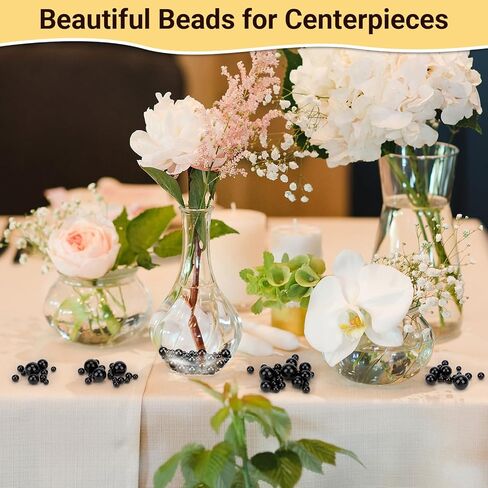 Suream 7500Pcs No Hole Polished Beads for Makeup Brush Organizer, Round Shiny Pearls for Vase Filler, Durable Beads for Wedding Centerpiece, Table Scatter, Home Birthday Party, 4mm/0.15Inch Black in Saudi Arabia