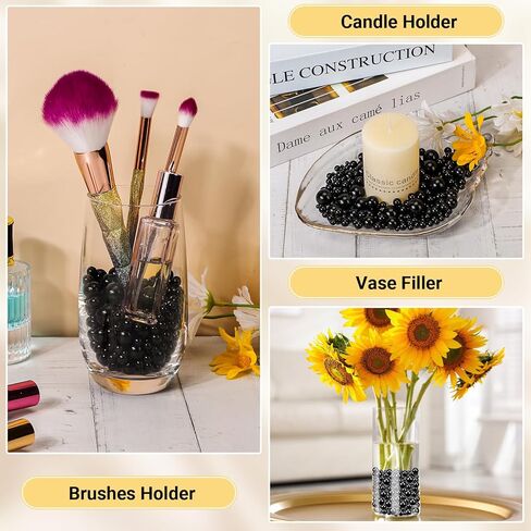 Suream 7500Pcs No Hole Polished Beads for Makeup Brush Organizer, Round Shiny Pearls for Vase Filler, Durable Beads for Wedding Centerpiece, Table Scatter, Home Birthday Party, 4mm/0.15Inch Black in Saudi Arabia
