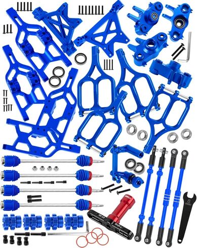 RC Alloy Suspension Arms&Steering Block Knuckle Arm&Shock Tower&Drive Shaft Axles&Push Rod Links&Steering Bellcranks Upgrades Part for 1/10 T-Maxx/E-Maxx,Driveshafts Hops Up,Navy Blue in Kuwait