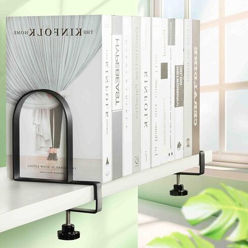 Ajart Book ينتهي للأرفف: Black Huchice Bookends - Metal Clamp Book Constration Holders (Matte Black) in Kuwait