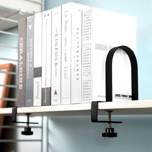 Ajart Book ينتهي للأرفف: Black Huchice Bookends - Metal Clamp Book Constration Holders (Matte Black) in Kuwait