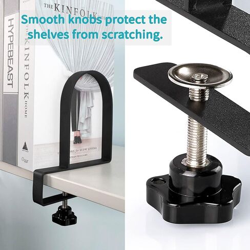 Ajart Book ينتهي للأرفف: Black Huchice Bookends - Metal Clamp Book Constration Holders (Matte Black) in Kuwait