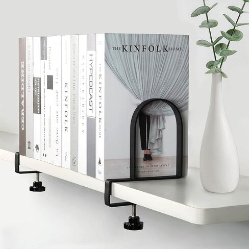 Ajart Book ينتهي للأرفف: Black Huchice Bookends - Metal Clamp Book Constration Holders (Matte Black) in Kuwait