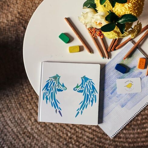 MAYJOYDIY 3pcs Angel Wings Stencil 11.7×8.3inch Feather Painting Stencils with Paint Brush Reusable Angel Devil Bird Wings Stencil on Art Craft Canvas Wall Fabric Rock in Saudi Arabia