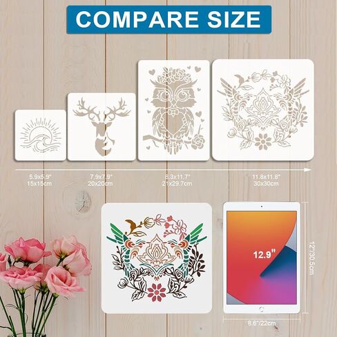 MAYJOYDIY 3pcs Angel Wings Stencil 11.7×8.3inch Feather Painting Stencils with Paint Brush Reusable Angel Devil Bird Wings Stencil on Art Craft Canvas Wall Fabric Rock in Saudi Arabia