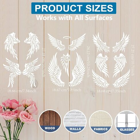 MAYJOYDIY 3pcs Angel Wings Stencil 11.7×8.3inch Feather Painting Stencils with Paint Brush Reusable Angel Devil Bird Wings Stencil on Art Craft Canvas Wall Fabric Rock in Saudi Arabia