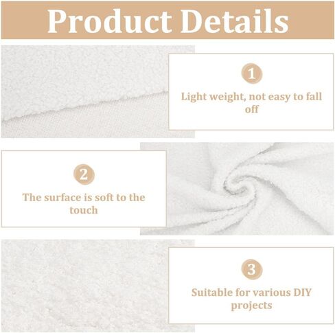FINGERINSPIRE 1 Yards Teddy Bears Fabric for Stuffed Toy 63inches Wide White Knitted Teddy Plush Fabric Polyester Plush Fabric with Little Curls by The Yard for Sewing Projects Plush Coats Blankets in Saudi Arabia