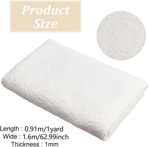 FINGERINSPIRE 1 Yards Teddy Bears Fabric for Stuffed Toy 63inches Wide White Knitted Teddy Plush Fabric Polyester Plush Fabric with Little Curls by The Yard for Sewing Projects Plush Coats Blankets in Saudi Arabia