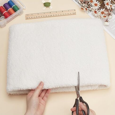FINGERINSPIRE 1 Yards Teddy Bears Fabric for Stuffed Toy 63inches Wide White Knitted Teddy Plush Fabric Polyester Plush Fabric with Little Curls by The Yard for Sewing Projects Plush Coats Blankets in Saudi Arabia
