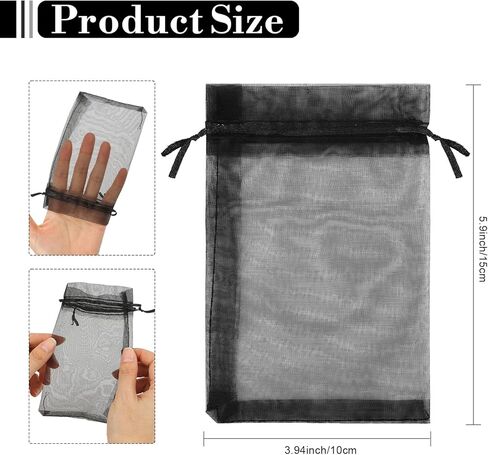 Organza Party Favor Bags - 4x6, Drawstring Jewelry & Candy Bags - 100Pcs for Wedding Favors, Festivals & Gifts - Blue Mesh in Kuwait