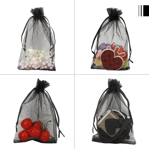 Organza Party Favor Bags - 4x6, Drawstring Jewelry & Candy Bags - 100Pcs for Wedding Favors, Festivals & Gifts - Blue Mesh in Kuwait