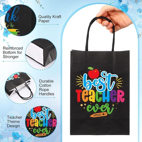 60 Pack Teacher Appreciation Gift Bags with Tissue Paper Thank You Teacher Gift Bags with Handle for End of Year Appreciation Day Retirement Graduation Party Favors(Multicolor) in Saudi Arabia