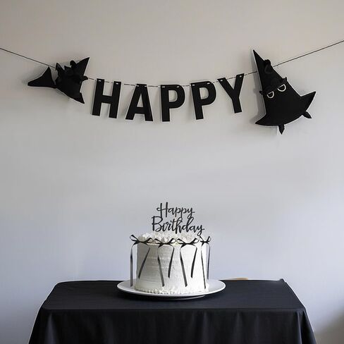 6pcs Bow Cake Toppers with 1pcs Happy Birthday Cake Insert, Bow Ribbon Coquette Birthday Decorations for Cupcake Perfect Wedding Themed Parties Bowknot Decor(Black) in Saudi Arabia