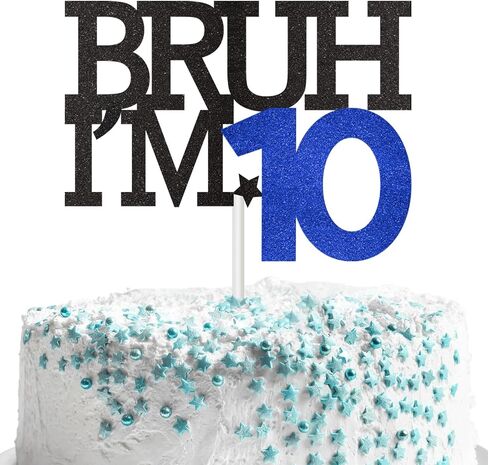 Bruh I'm 10 Cake Topper, Happy 10th Birthday Decorations for Boy, Funny 10th Birthday Cake Topper 10 Year Old Birthday Party Decoration Supplies in Kuwait