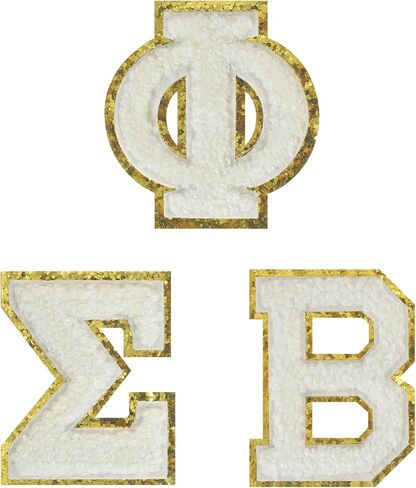 3pcs phi patches patches beta peta on patches sigma white chenille patches perfect perfect perfors phicks white white onts patches for beans calting hats facs repair repair craft in Kuwait