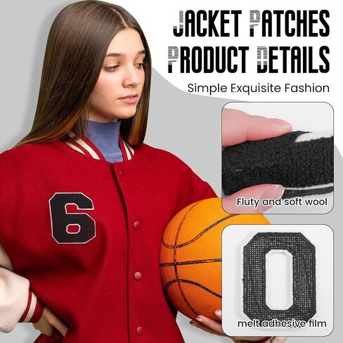 4-1/2" Black Iron On Number Patches Letterman Jacket Patches Chenille Large Iron On Numbers for Jersey Jacket Hoodie Varsity 3 in Kuwait