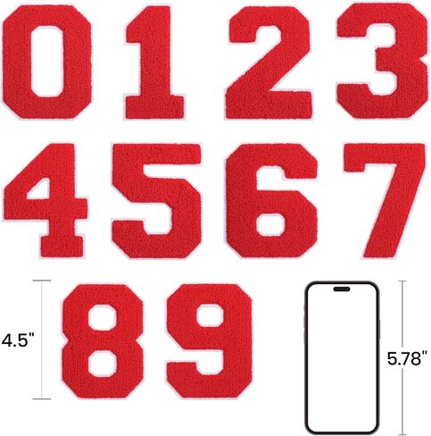4-1/2" Black Iron On Number Patches Letterman Jacket Patches Chenille Large Iron On Numbers for Jersey Jacket Hoodie Varsity 3 in Kuwait