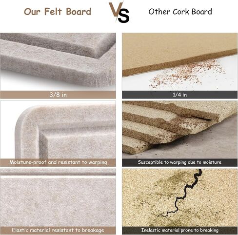 Large Bulletin Board, 60x36 Inches Cork Board Alternative, Large Felt Board Decorative Pin Board for Wall, Foldable Photo Board Self-Adhesive Vision Board with 36 Pushpins Dark Gray in Kuwait