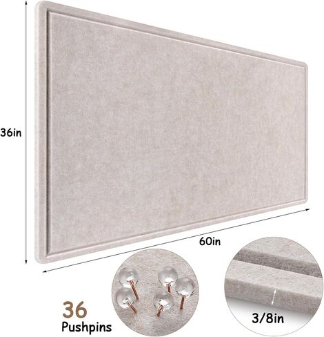 Large Bulletin Board, 60x36 Inches Cork Board Alternative, Large Felt Board Decorative Pin Board for Wall, Foldable Photo Board Self-Adhesive Vision Board with 36 Pushpins Dark Gray in Kuwait
