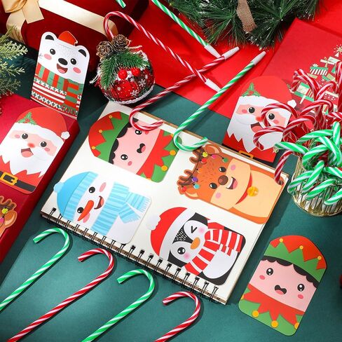 Zhanmai 144 Pcs Christmas Pens Set Include 72 Pcs Christmas Candy Cane Pen 72 Pcs Gift Cards Christmas Black Ballpoint Pens Bulk for Kids Christmas Party Favor Gift Supplies(Red and Green) in Saudi Arabia