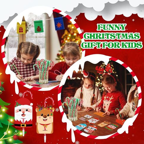 Zhanmai 144 Pcs Christmas Pens Set Include 72 Pcs Christmas Candy Cane Pen 72 Pcs Gift Cards Christmas Black Ballpoint Pens Bulk for Kids Christmas Party Favor Gift Supplies(Red and Green) in Saudi Arabia