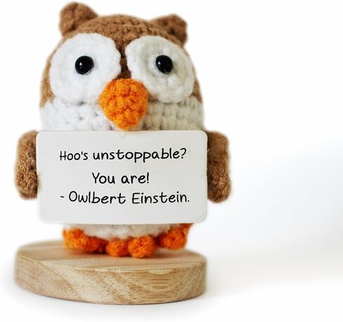 الدعم العاطفي من Altrego Owlbert Einstein Amigurumi Doll ، الكروشيه المصنوع يدويًا مع بطاقة إيجابية in Saudi Arabia