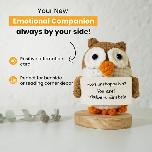 الدعم العاطفي من Altrego Owlbert Einstein Amigurumi Doll ، الكروشيه المصنوع يدويًا مع بطاقة إيجابية in Saudi Arabia
