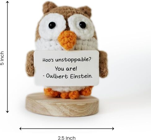 الدعم العاطفي من Altrego Owlbert Einstein Amigurumi Doll ، الكروشيه المصنوع يدويًا مع بطاقة إيجابية in Saudi Arabia